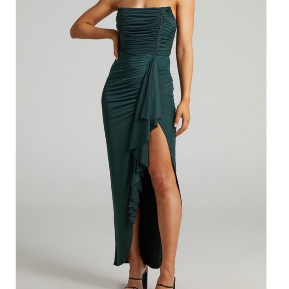 SHOWPO. NORA MIDI DRESS - CORSET DETAILING DRESS IN EMERALD 2